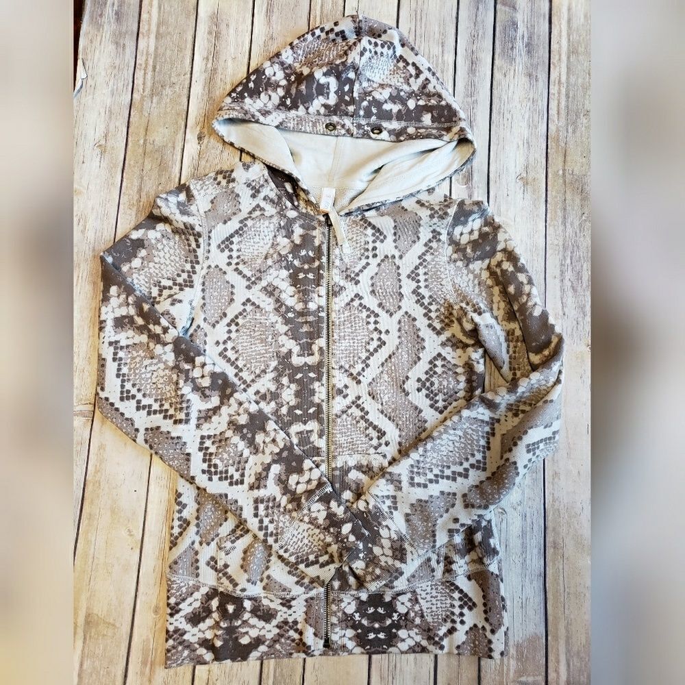 Lucy snakeskin patterned zip up jacket